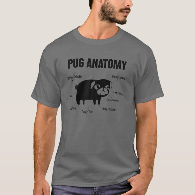 The Pug Anatomy Funny Pug Gift T-Shirt (Front)