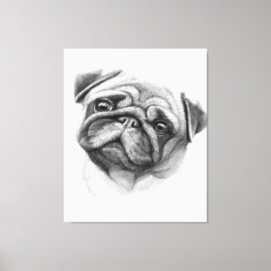 The Pug Portrait   Cute Pug Dog Face Canvas Print