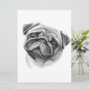 The Pug Portrait Cute Pug Dog Face Menu