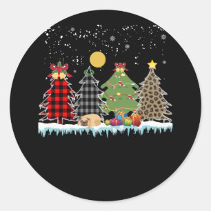 the pug sleeps during the Christmas season Classic Round Sticker