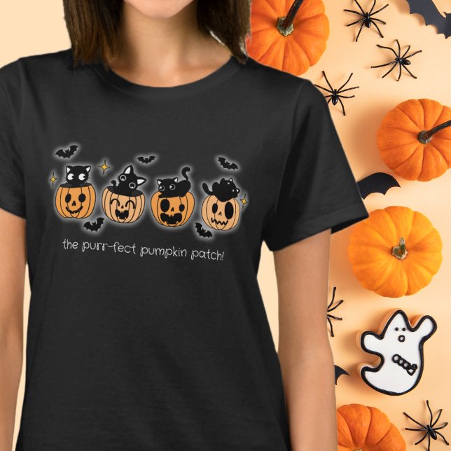 The Purr-fect Pumpkin Patch Black Cats and Pumpkin T-Shirt (Creator Uploaded)