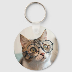 The Purr-fessor: A Scholarly Cat in Glasses Key Ring