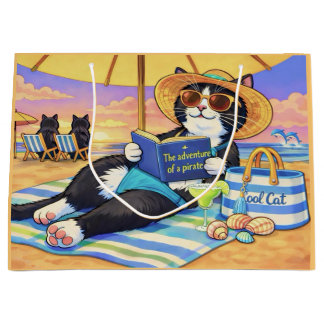 The Purrfect Beach Day,Cat Large Gift Bag
