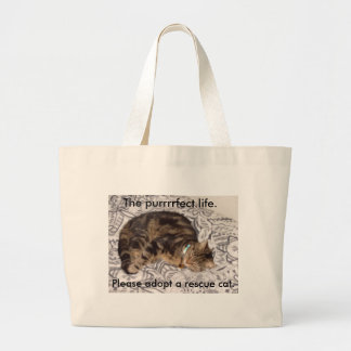 The purrrrfect life. large tote bag