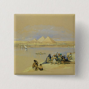 The Pyramids at Giza, near Cairo (w/c) 15 Cm Square Badge