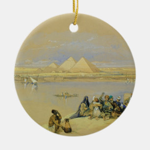 The Pyramids at Giza, near Cairo (w/c) Ceramic Tree Decoration
