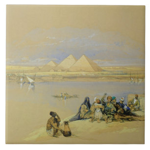 The Pyramids at Giza, near Cairo (w/c) Tile