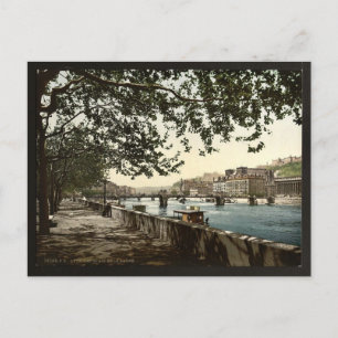 The quay of the Sa&ocirc;ne, Lyons, France classic Postcard