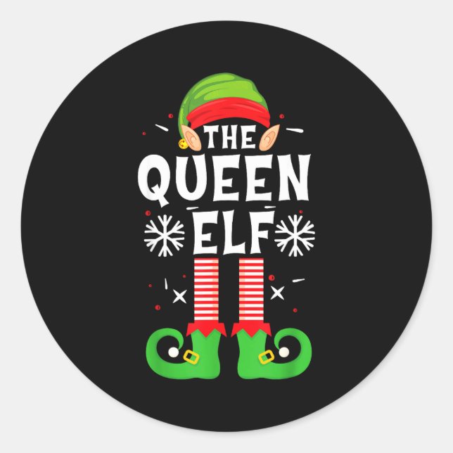 The Queen Elf Christmas Family Matching Pajamas Qu Classic Round Sticker (Front)