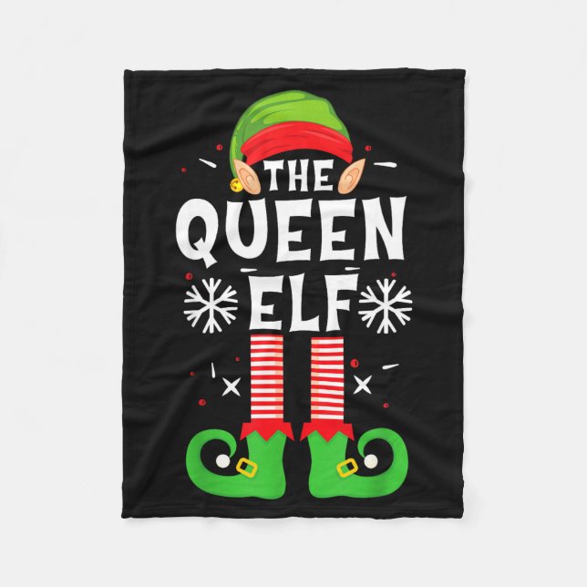 The Queen Elf Christmas Family Matching Pajamas Qu Fleece Blanket (Front)