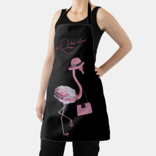 The Queen Has Retired Classy Chic Pink Flamingo Apron