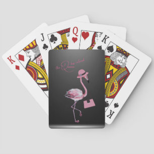 The Queen Has Retired Classy Chic Pink Flamingo Playing Cards