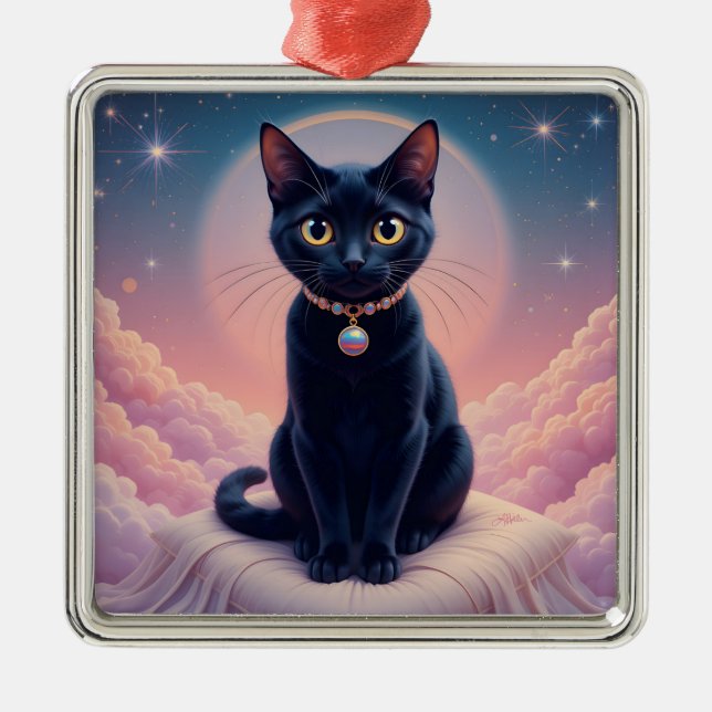 The Queen Of Black Cat Heaven Metal Tree Decoration (Front)