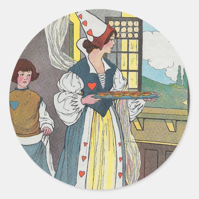 The Queen of Hearts Made Some Tarts, Nursery Rhyme Classic Round Sticker (Front)
