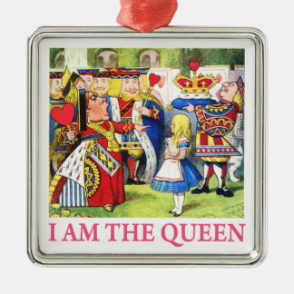 The Queen of Hearts Tells Alice, "I Am the Queen!" Metal Tree Decoration