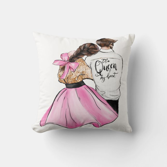 The Queen of my heart valentine day couple in love Cushion (Front)