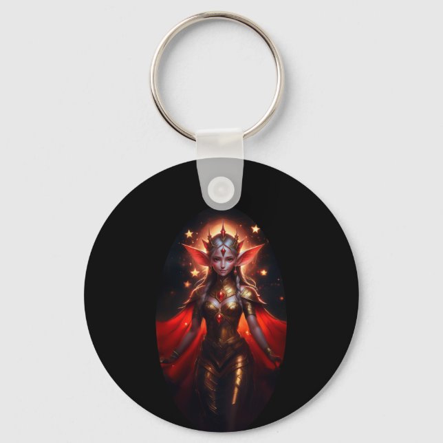 The Queen Of The Moon Watcher  Elves Poses For Us Key Ring (Front)