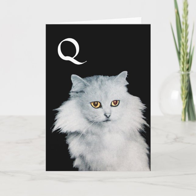 THE QUEEN OF WHITE CATS, MONOGRAM NOTE CARD (Front)
