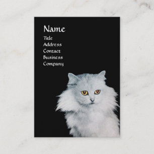 THE QUEEN OF WHITE CATS, MONOGRAM pearl paper Business Card