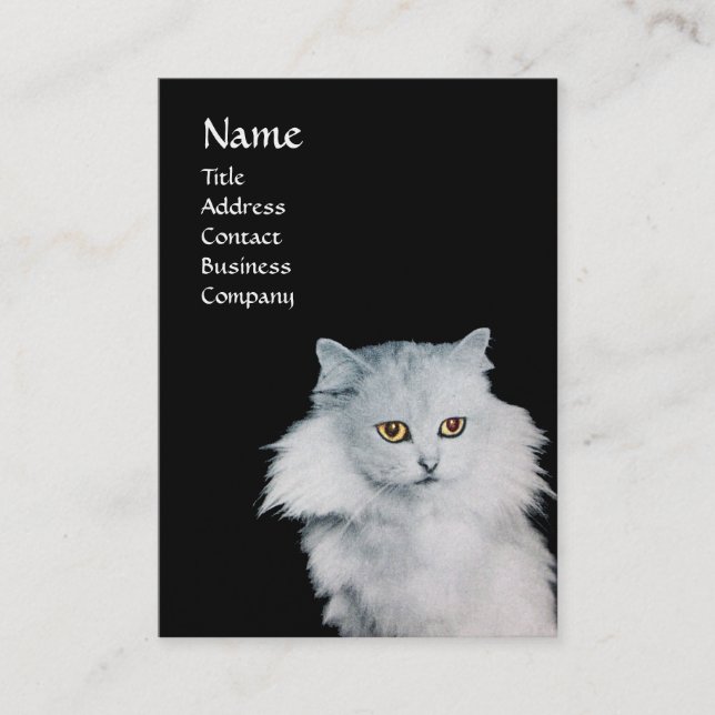 THE QUEEN OF WHITE CATS, MONOGRAM  pearl paper Business Card (Front)