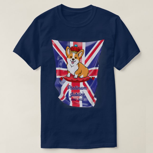 The Queen Platinum Jubilee Corgi Falg With Crown D T-Shirt (Design Front)