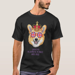 The Queen Platinum Jubilee Corgi With Crown Dog  P T-Shirt