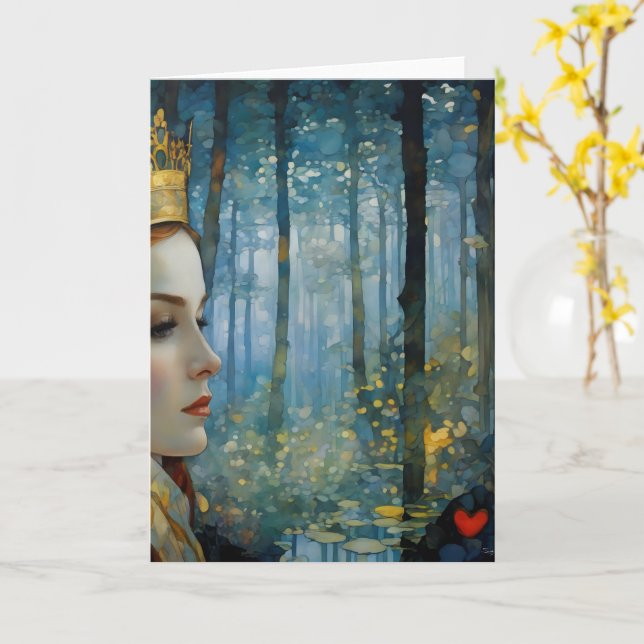 The Queen's Lost Heart Fairytale Portrait Card (Yellow Flower)