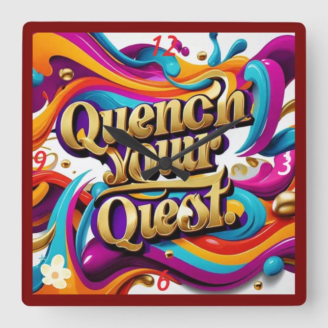 "The Quest Begins" Square Wall Clock (Front)