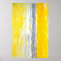 'The Queue' Grey and Yellow Abstract Art