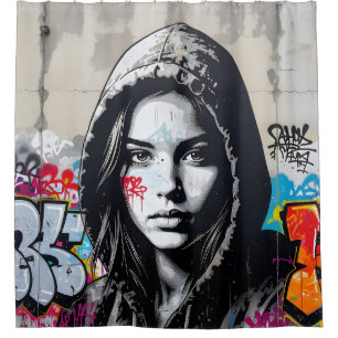 The Quiet Observer – Hooded Figure Shower Curtain