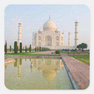 The quiet peaceful Taj Mahal at sunrise one of Square Sticker