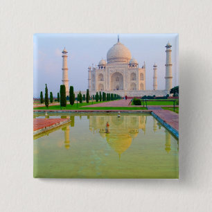 The quiet peaceful World Famous Taj Mahal at 15 Cm Square Badge