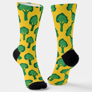The Quirky Yellow and Green Broccoli Pattern Socks