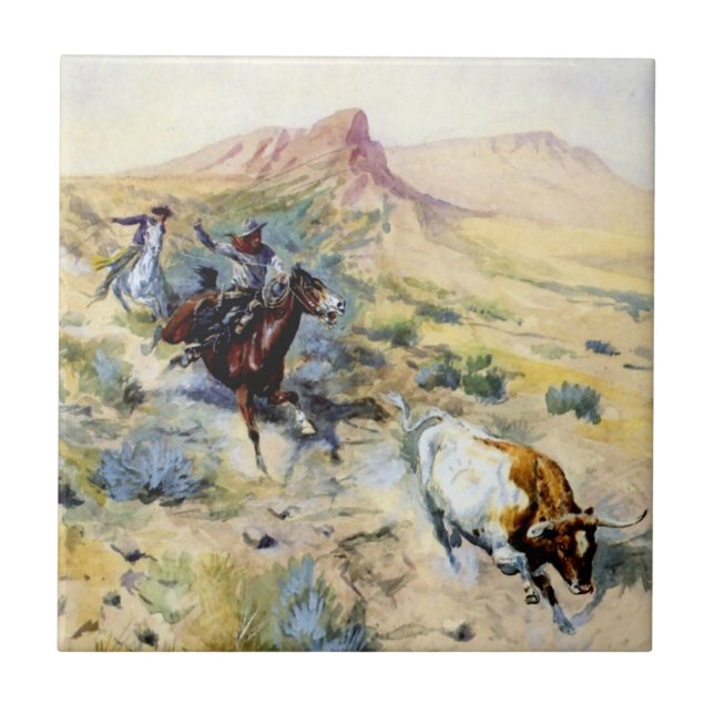 “The Quitter” Western Art by Charles M Russell Tile (Front)