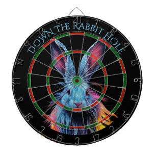 The Rabbit Hole Blue Rabbit on Fire Dartboard