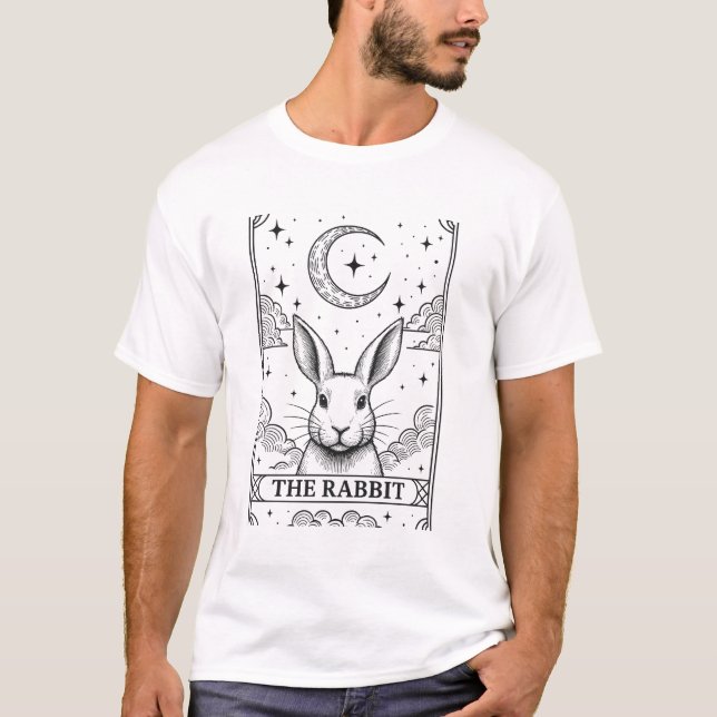 The Rabbit | Mystical Moon Tarot Card Illustration T-Shirt (Front)