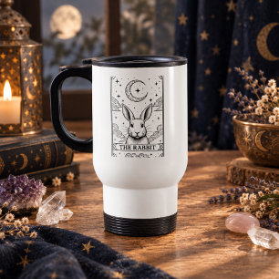The Rabbit Mystical Moon Tarot Card Illustration Travel Mug