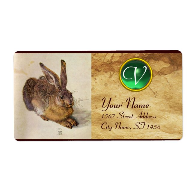 THE RABBIT ( Young Hare ) Monogram Green Jade (Front)
