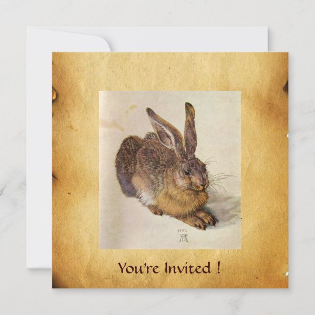 THE RABBIT ( Young Hare ) Monogram Invitation (Front)