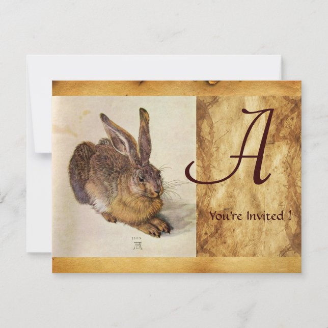 THE RABBIT ( Young Hare ) Monogram Invitation (Front)