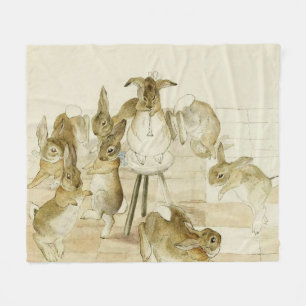 The Rabbits Christmas Party by Beatrix Potter Fleece Blanket
