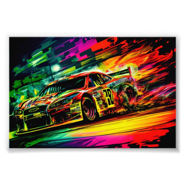 The Race Car, Racing, Sport, Cars, Colourful Photo Print (Front)