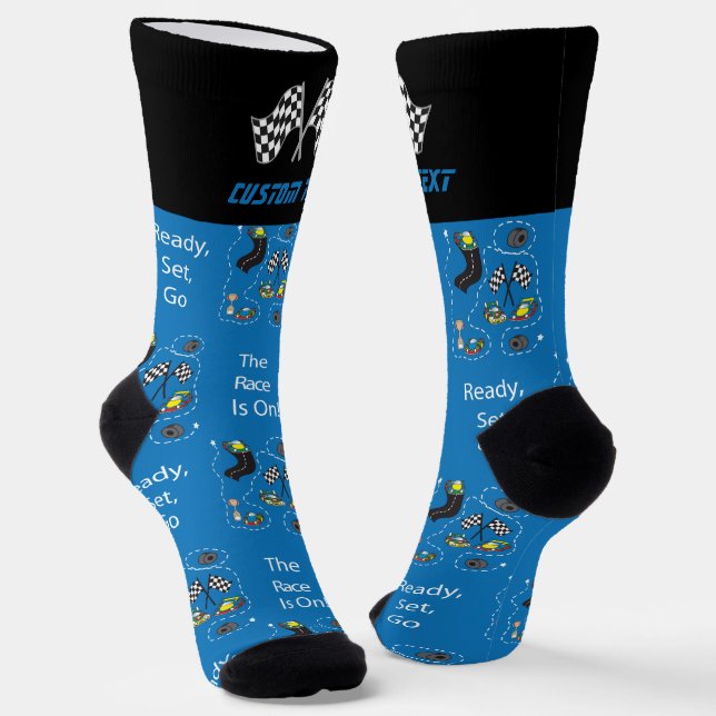 The Race Is On - Blue Socks (Angled)