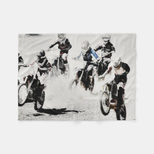 "The Race is On" Motocross Dirt-Bike Racers Fleece Blanket