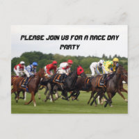 THE RACE IS ON POSTCARD PARTY INVITATION