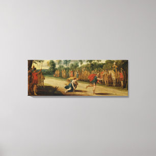 The Race of Atalanta and Hippomenes (oil on panel) Canvas Print