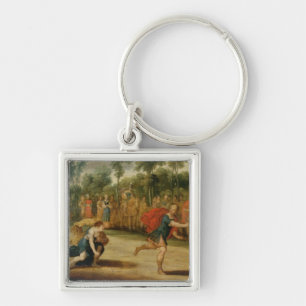 The Race of Atalanta and Hippomenes (oil on panel) Key Ring
