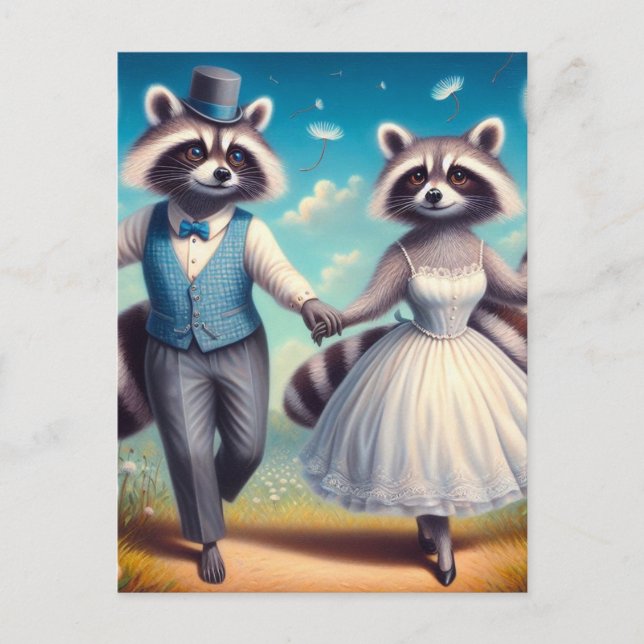 The Racoon Bride and Groom Postcard (Front)