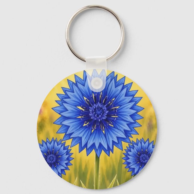 The Radiant Petal Cornflower Key Ring (Front)