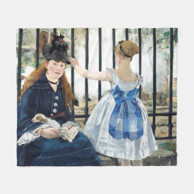  The Railway Edouard Manet Fleece Blanket (Front (Horizontal))